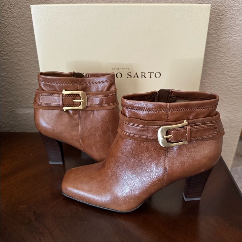 Franco Sarto Tan Ankle Booties with Buckle. Brand new. Size women’s 8M.